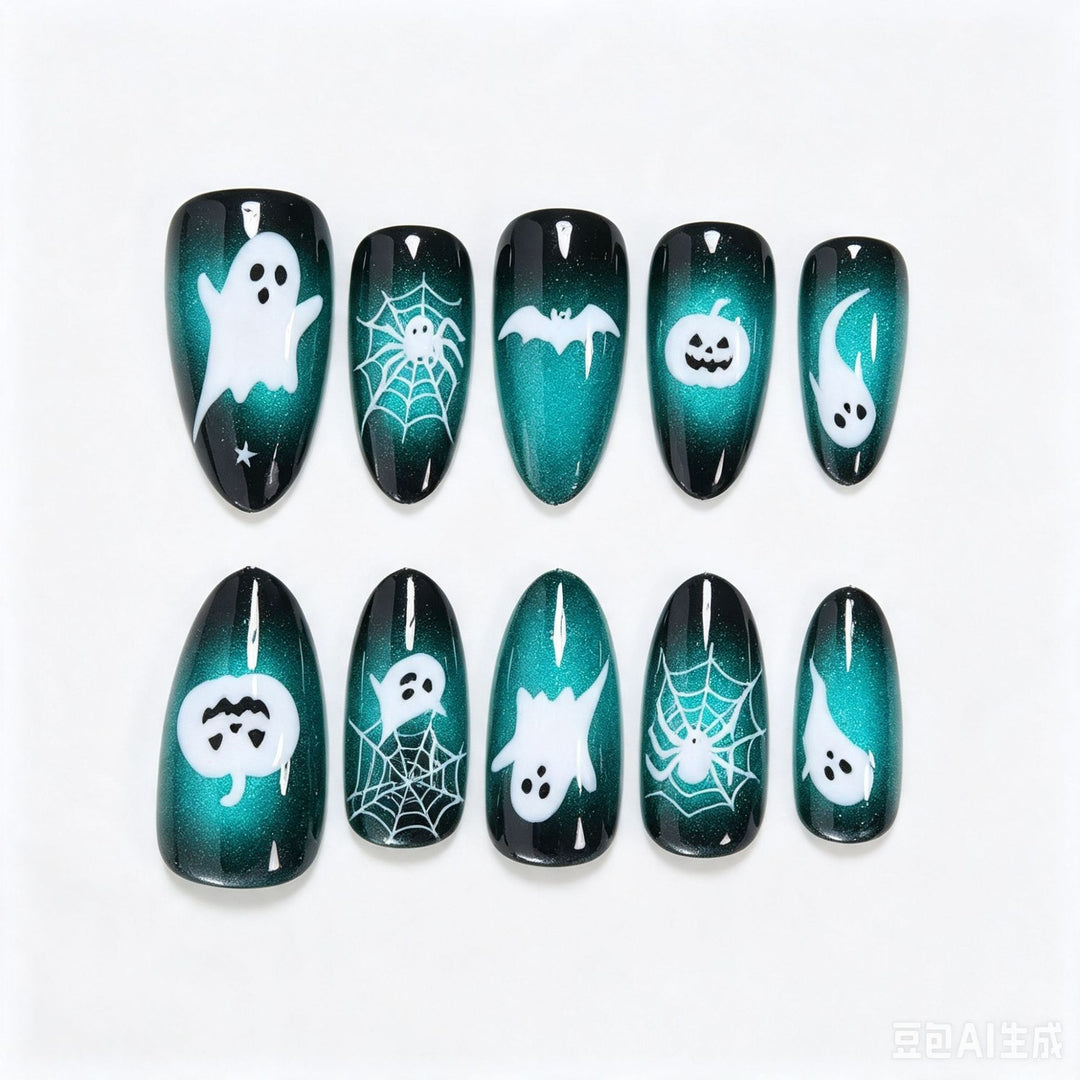 Halloween-Themed Press-On Nail Art Set Stornfield
