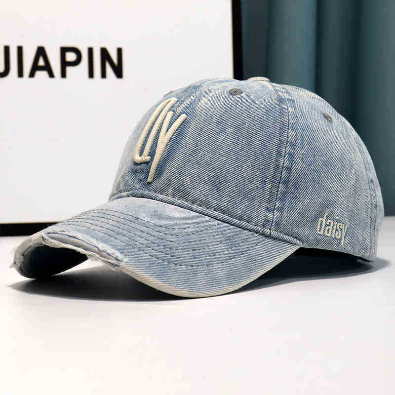 Women's Distressed Denim Embroidered Baseball Cap Stornfield