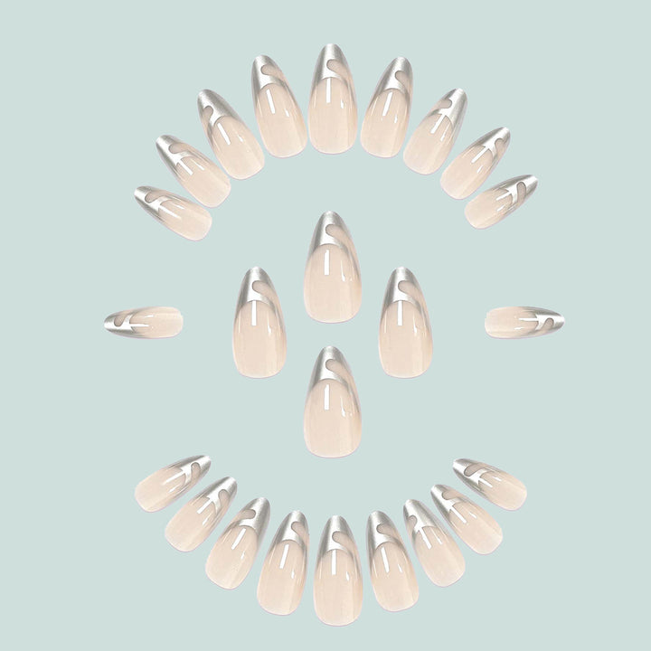 Exclusive Stiletto Artificial Nails with Metallic Accents Stornfield