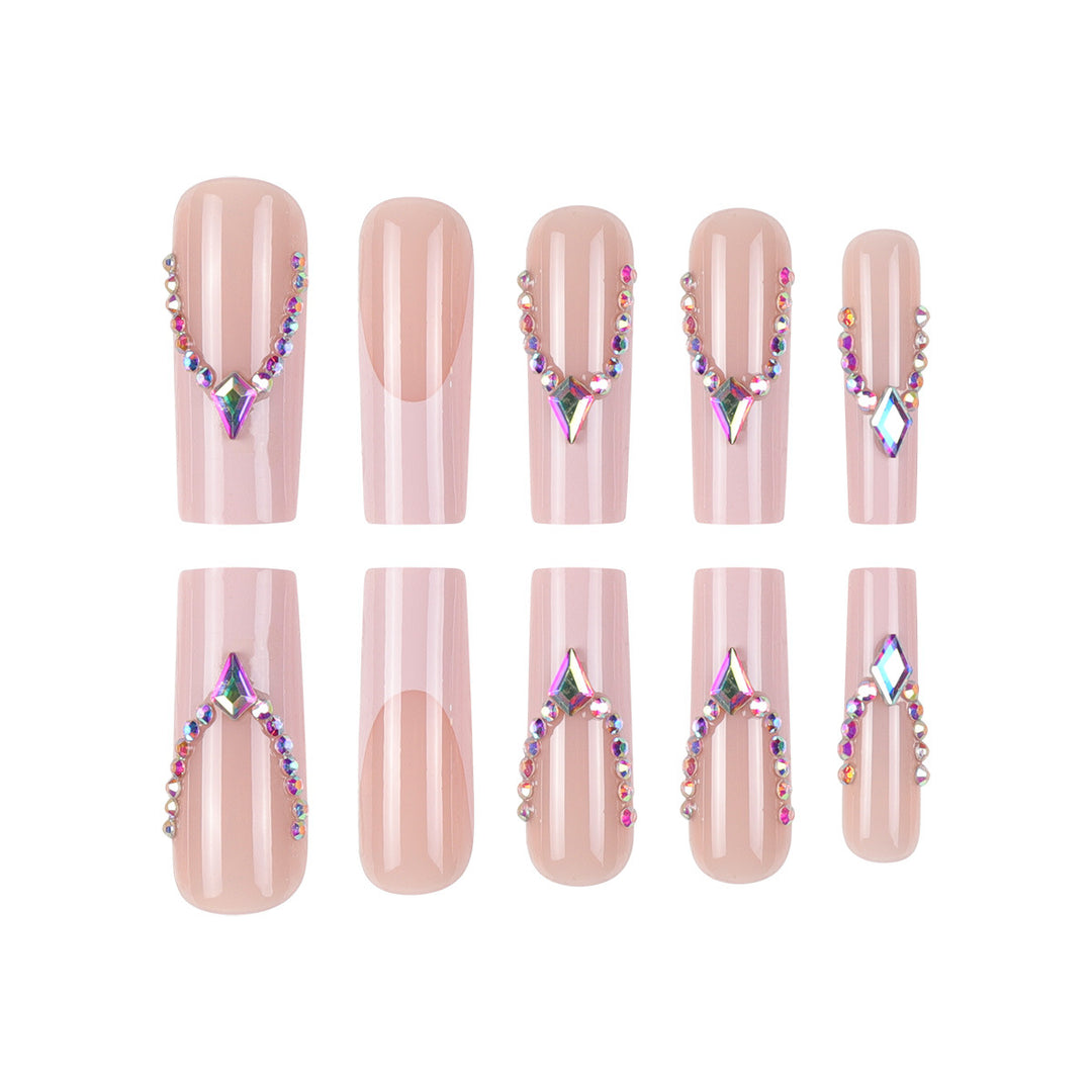 Rhinestone-Embellished Long Stiletto Press-On Nails Stornfield