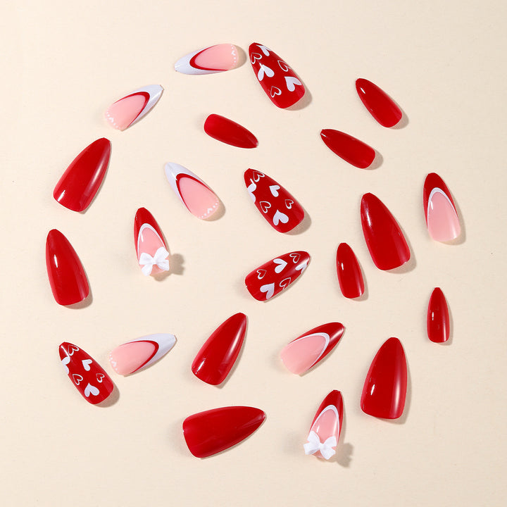 Heart-Themed Acrylic Nail Art Extensions Stornfield