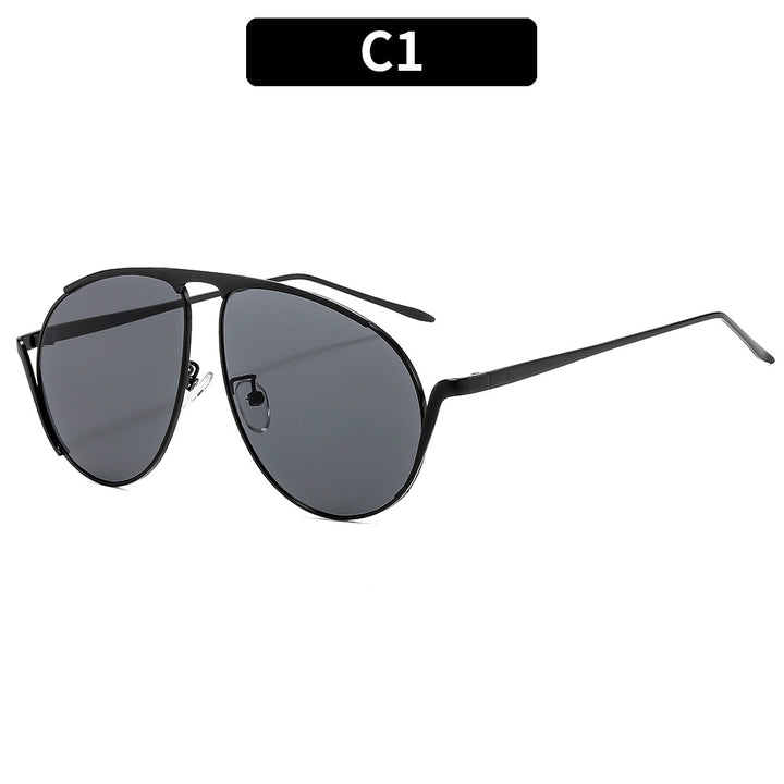 Oversized Aviator Sunglasses with Gold Accents