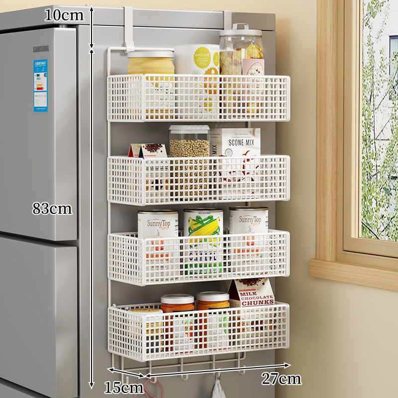 Over-the-Fridge Stacked Metal Mesh Hanging Storage Basket