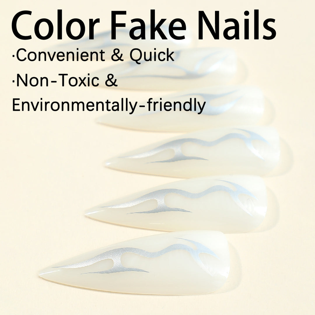 Creative nail set with pointed artificial nails and accessories Stornfield