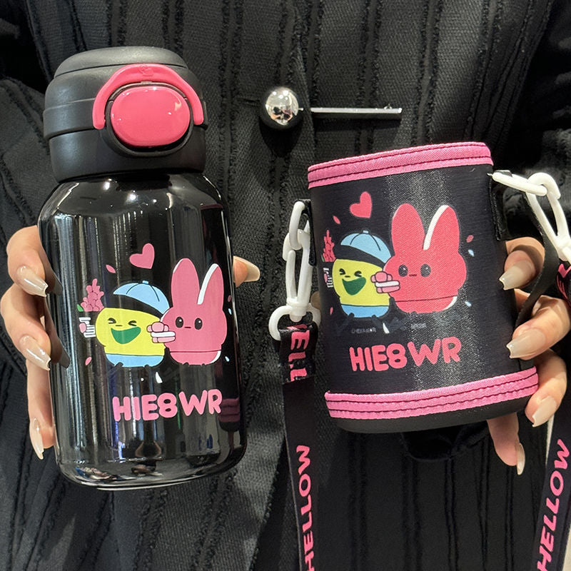 Women's insulated drinking bottle with secure flip-top lid and playful design Stornfield