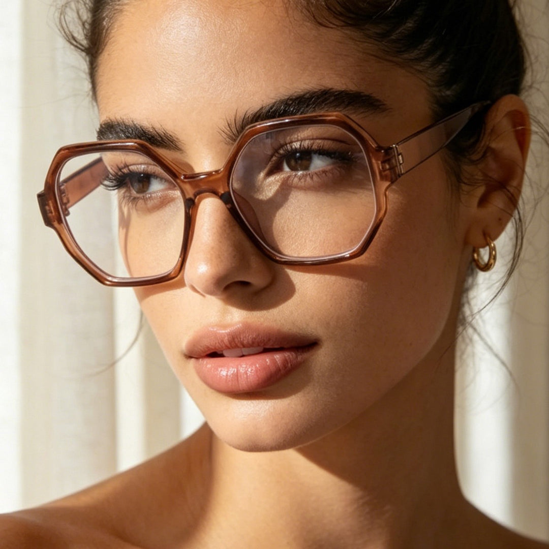 Women's fashionable sunglasses with hexagonal frame and UV protection Stornfield