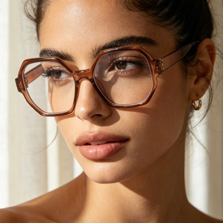 Women's fashionable sunglasses with hexagonal frame and UV protection Stornfield