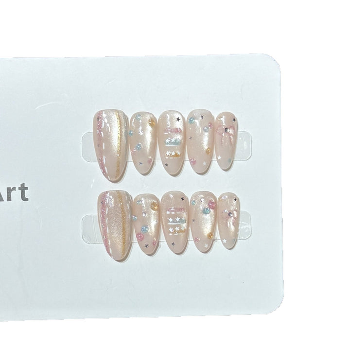 Starry Galaxy-Inspired Press-On Nail Art Set Stornfield