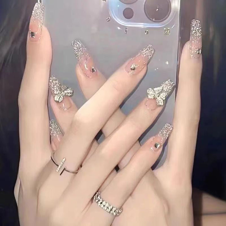 Glamorous artificial nails with sparkling elements