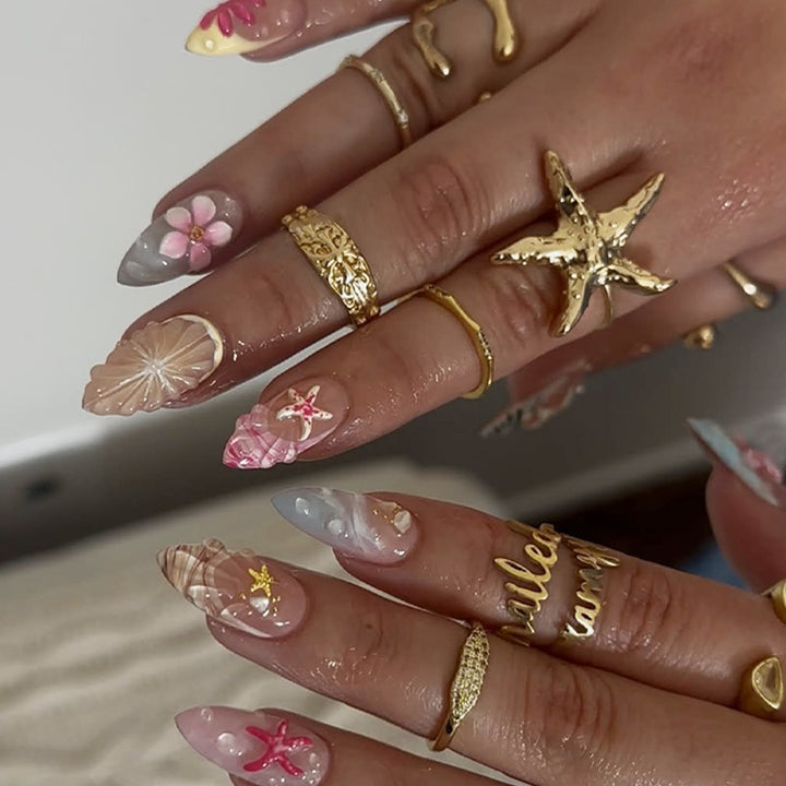 Creative nail art set with floral accents and pastel motifs Stornfield