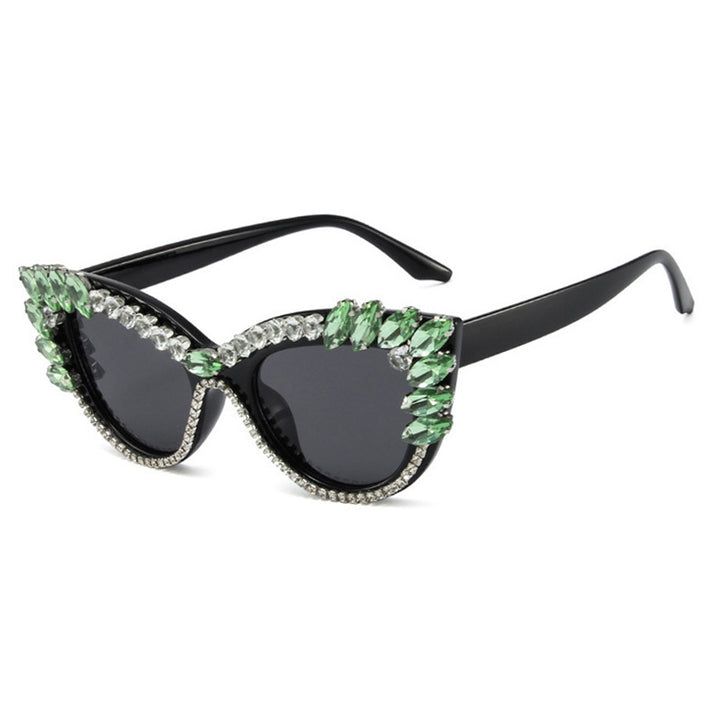 Ladies Glamorous Cat-Eye Sunglasses with Extravagant Crystal Decoration Stornfield