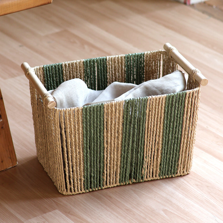 Handcrafted storage basket with natural fiber Stornfield