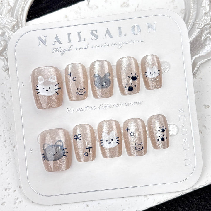 Whimsical Animal-Themed Press-On Nail Set
