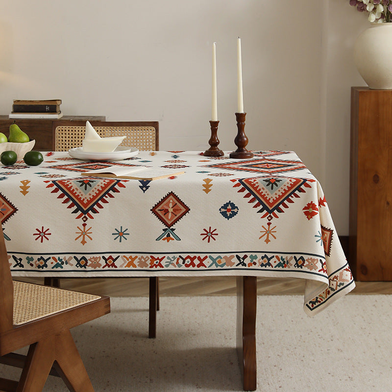 Printed rectangular tablecloth made of cotton blend with paisley border Stornfield