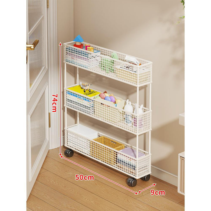 Slim Vertical Mesh Basket Organizer Rack for Narrow Spaces
