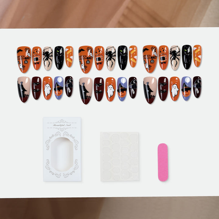 Fake nail set with spooky Halloween designs Stornfield