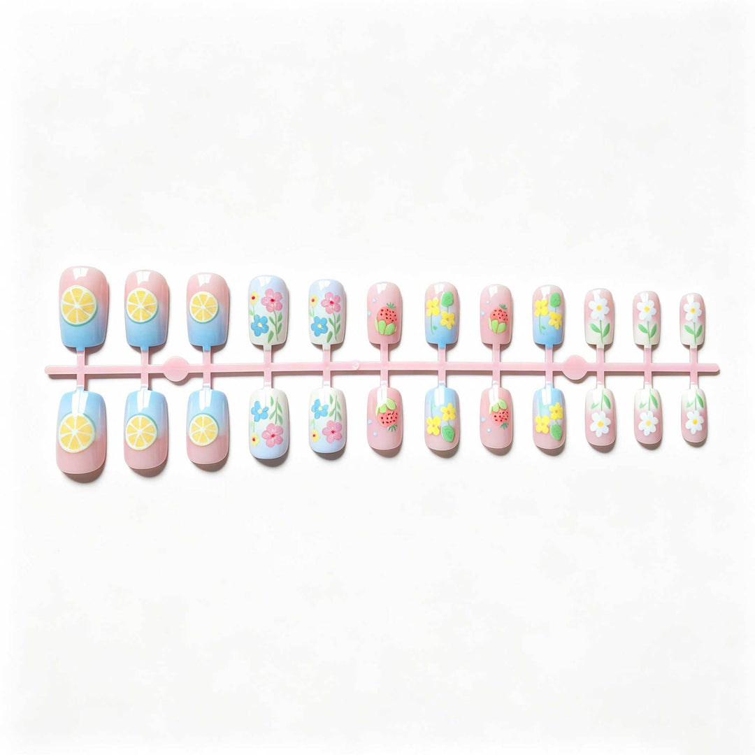 Whimsical Fruit and Floral Nail Art