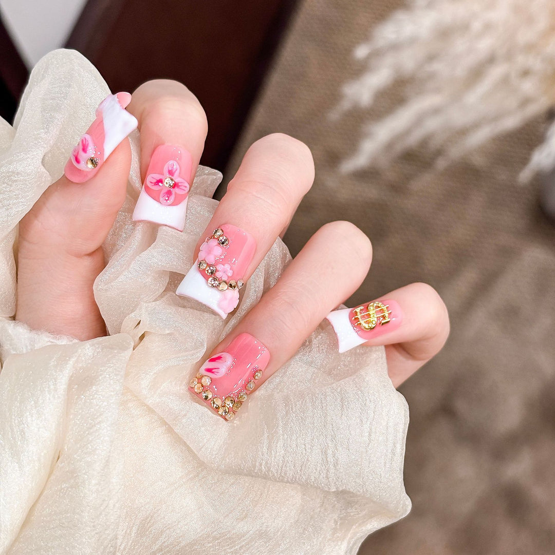 Artistic Floral Acrylic Press-On Nail Set