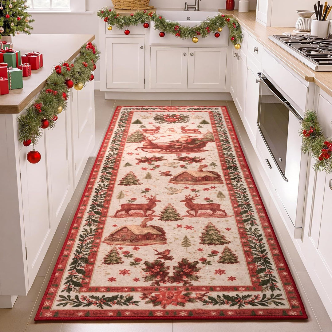 Christmas-Themed Kitchen Runner Mat for Floor