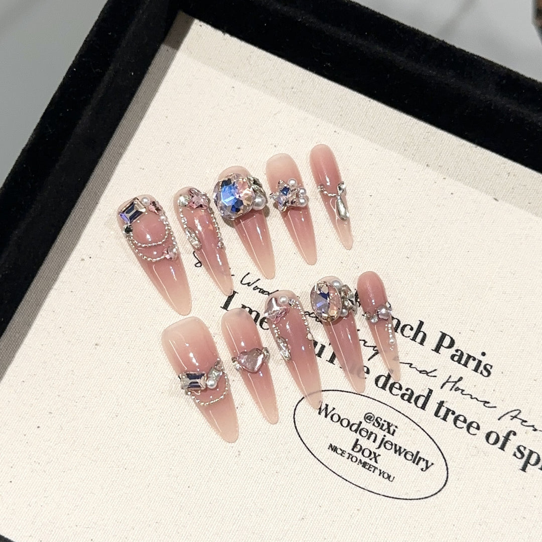 Glamorous Rhinestone Press-On Nail Set