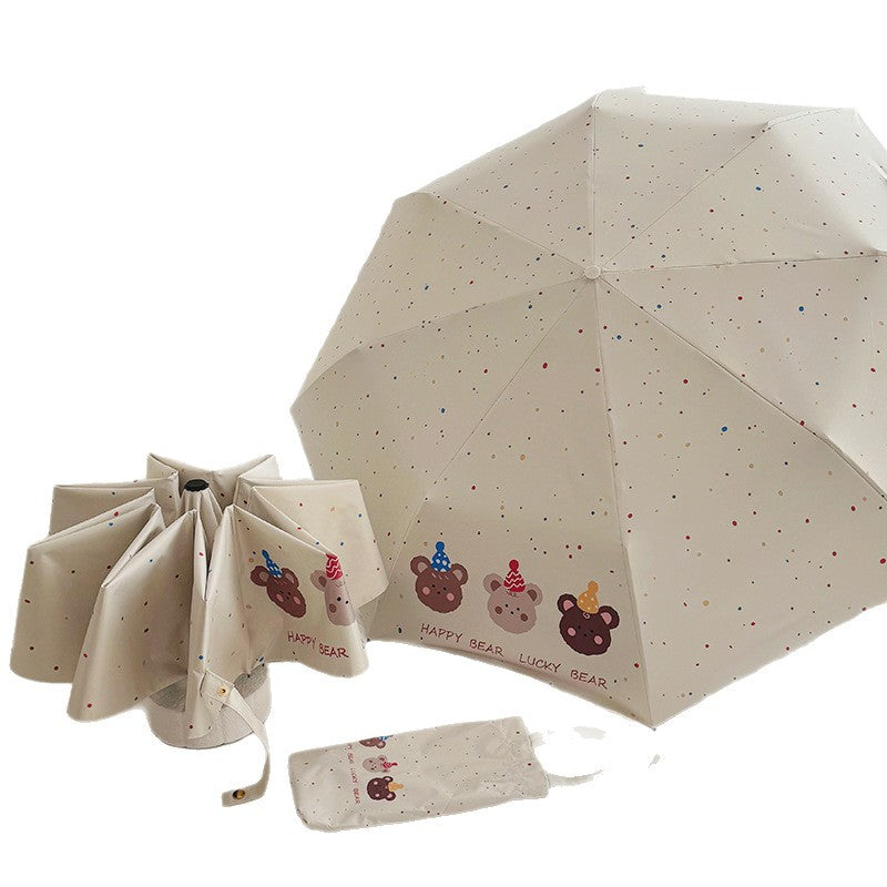 Ladies Foldable Umbrella with Playful Bear Design Stornfield