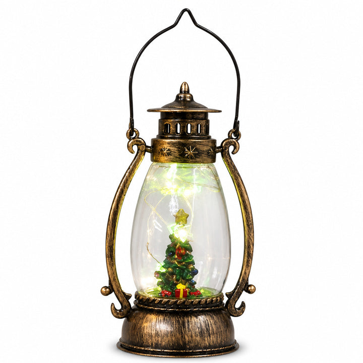Vintage-Style Illuminated Santa Lantern