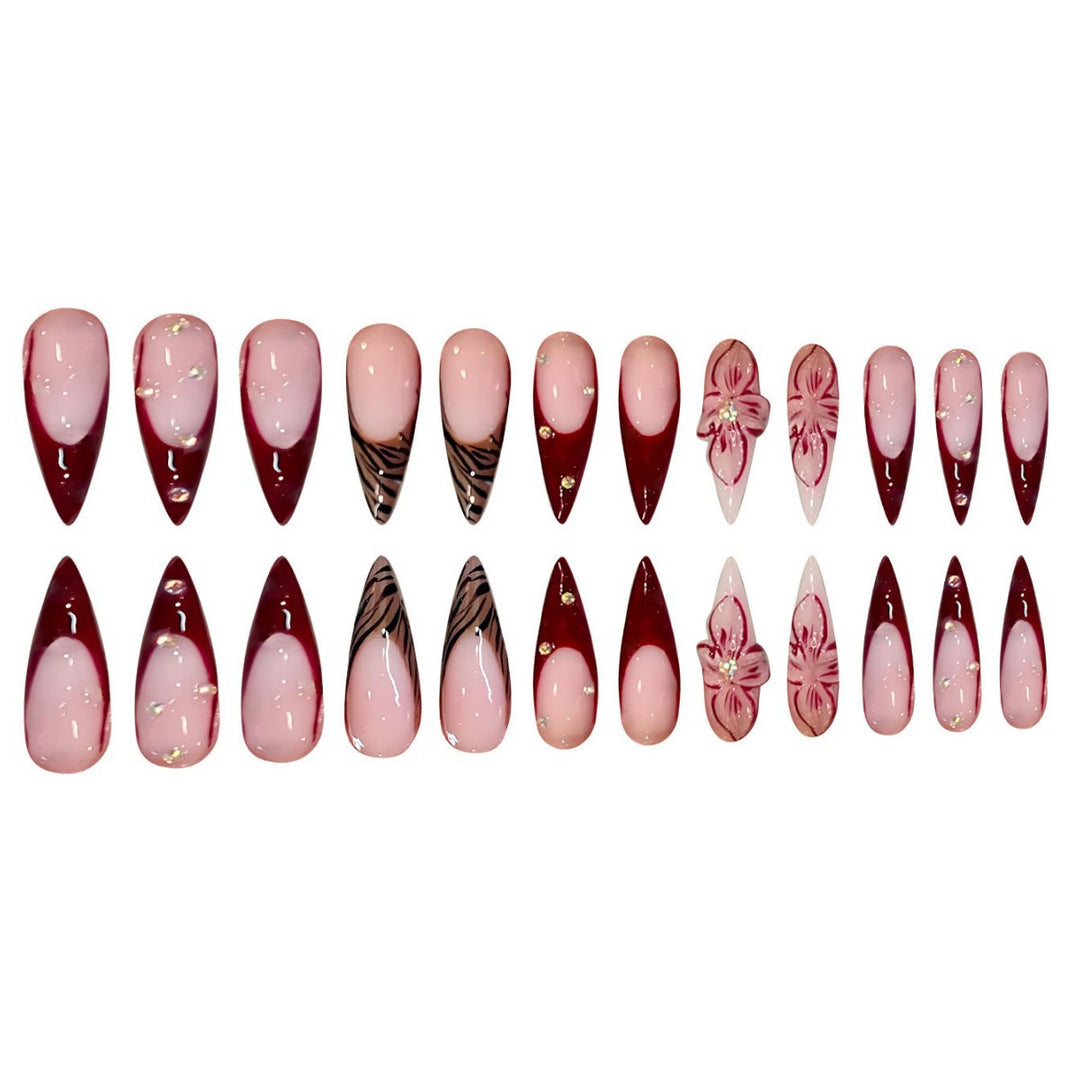Artistic Floral Stiletto Press-On Nail Art Stornfield