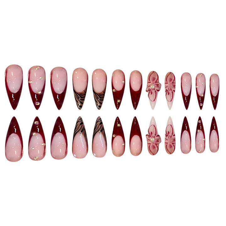 Artistic Floral Stiletto Press-On Nail Art Stornfield