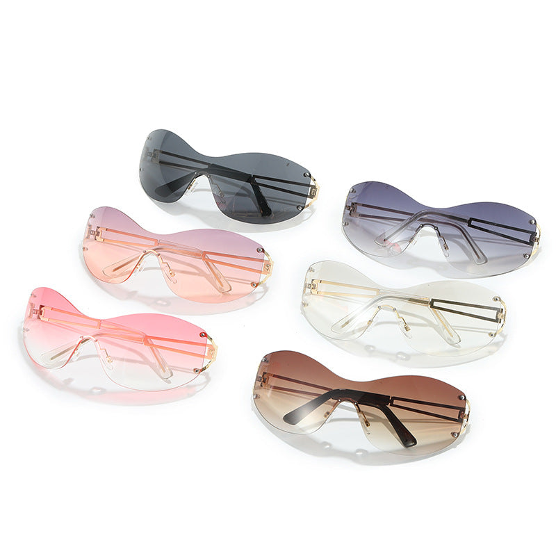 Futuristic Ultra-Wrap Sunglasses with Metallic Accents Stornfield