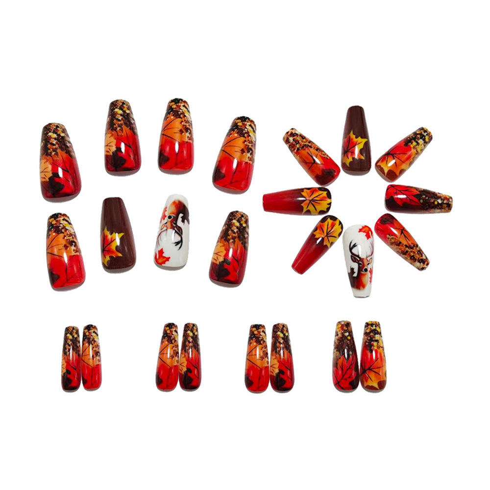Artificial nail art with autumn leaf design Stornfield