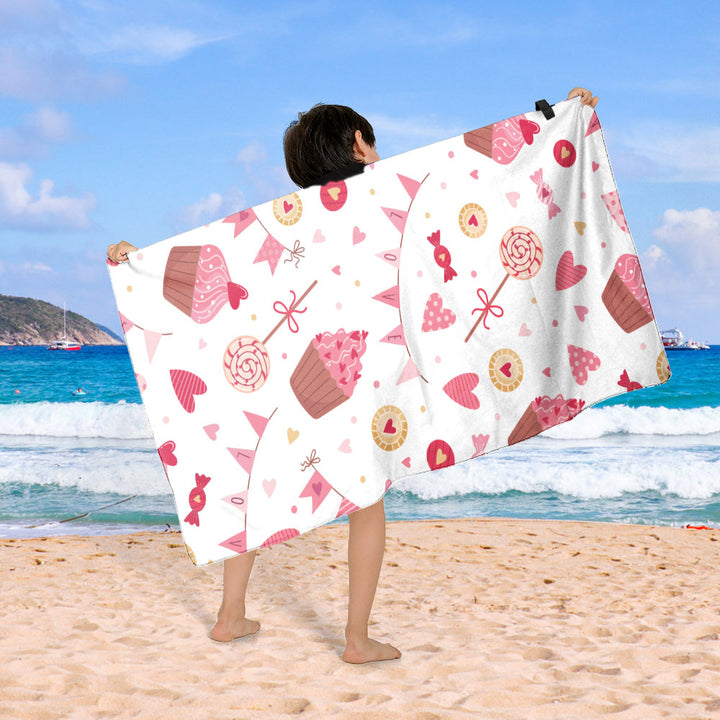 Beach blanket with colorful cupcake design Stornfield
