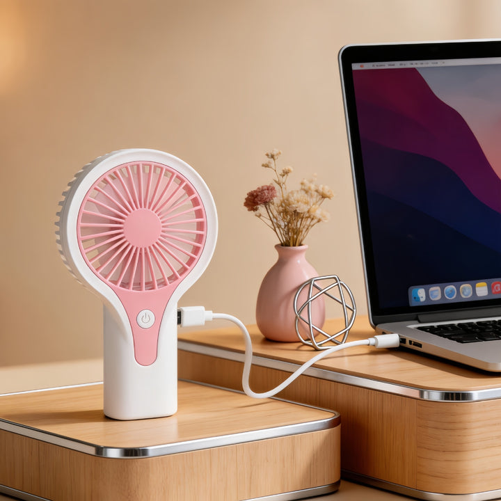 Women Portable Hand Fan with USB Charging Function and Ergonomic Handle Stornfield