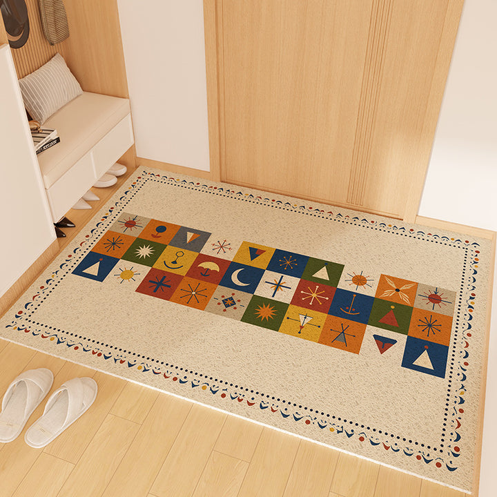 Playful Striped Dog Print Welcome Mat Stornfield
