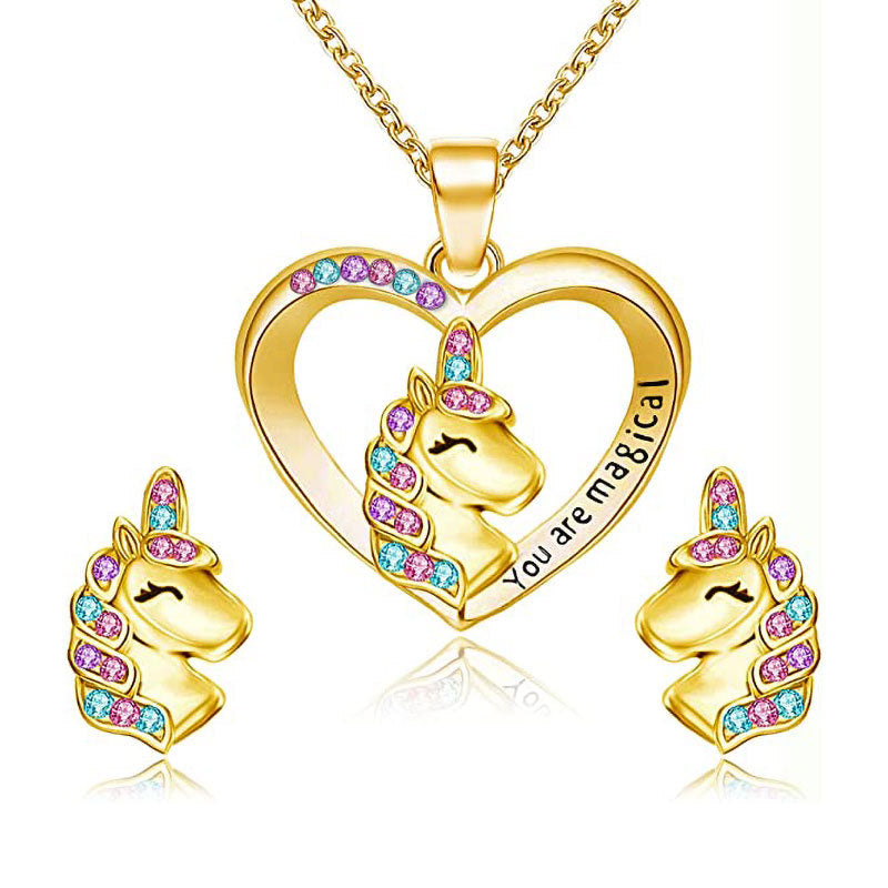 Unicorn Family Heart Pendant Necklace Stornfield