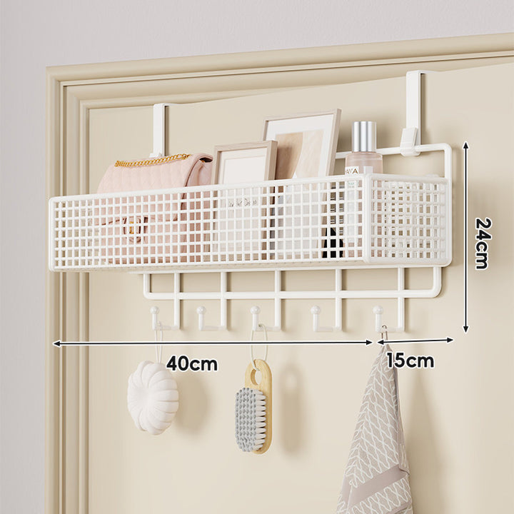 Over-Door Double-Tier Grid Hanging Storage Basket