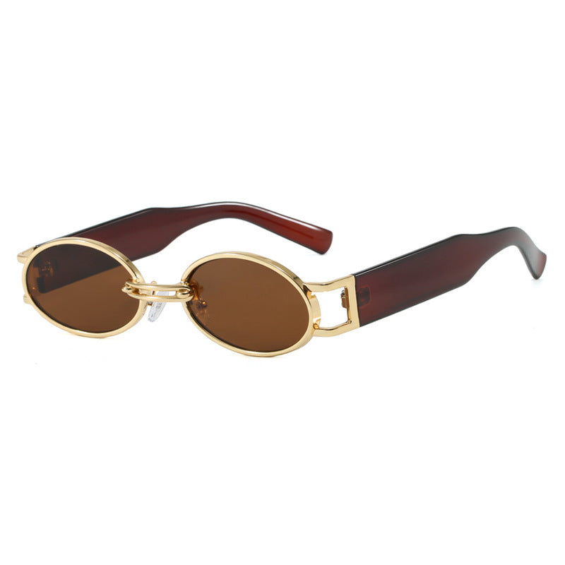 Women oval-shaped sunglasses with golden accents and stylish frame Stornfield