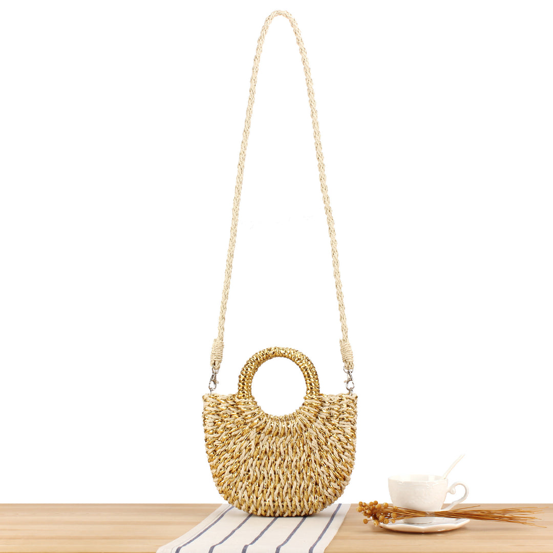 Stylish Woven Shoulder Bag with Round Handle Stornfield