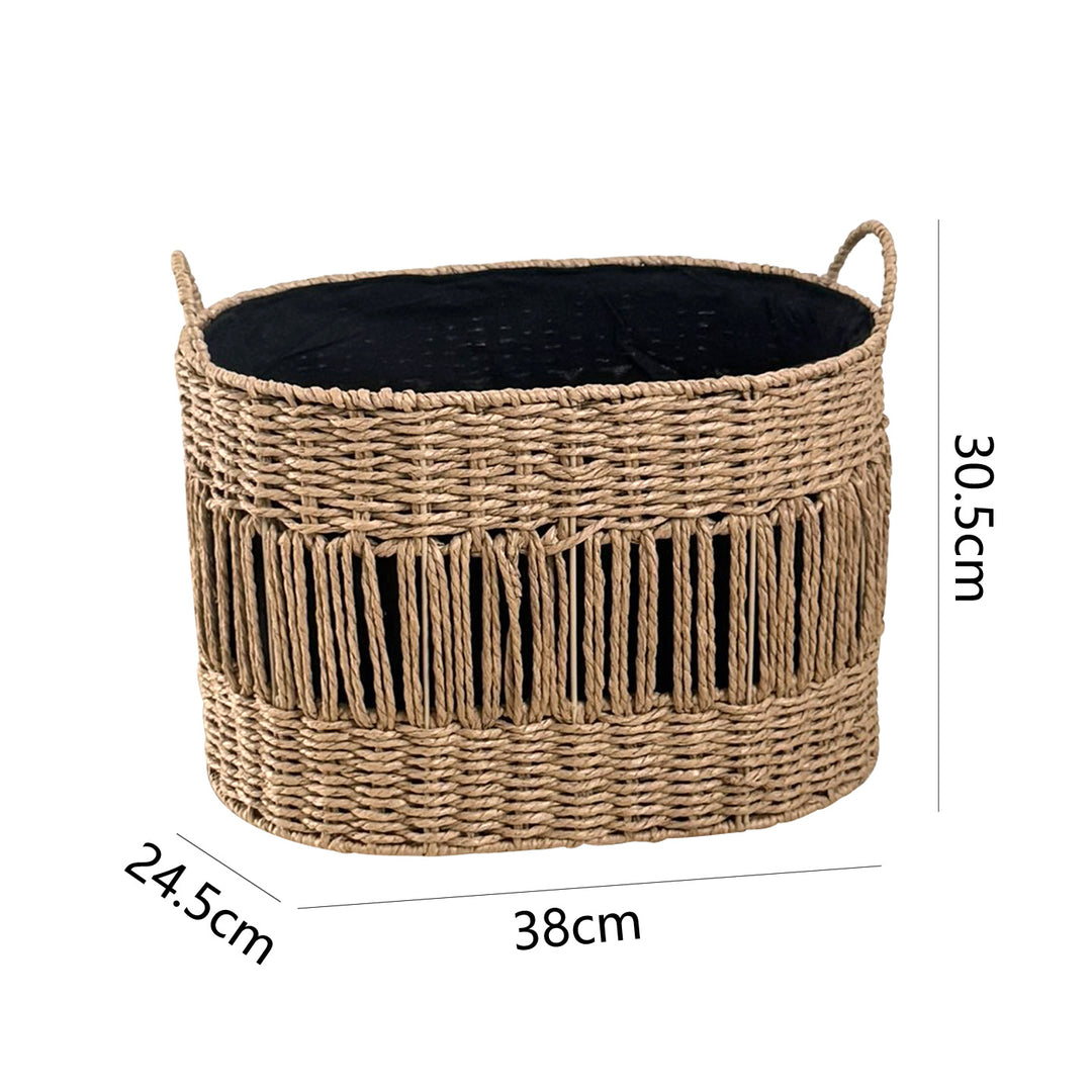 Storage basket with elegant fringe design Stornfield