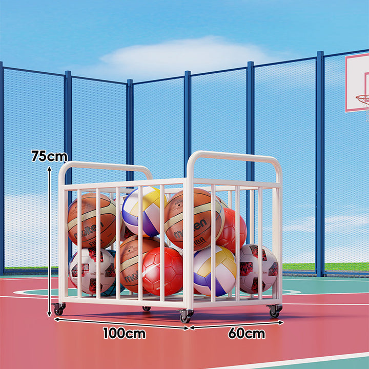 Heavy-Duty Wheeled Sports Ball Storage Cart with Tilted Return Rack