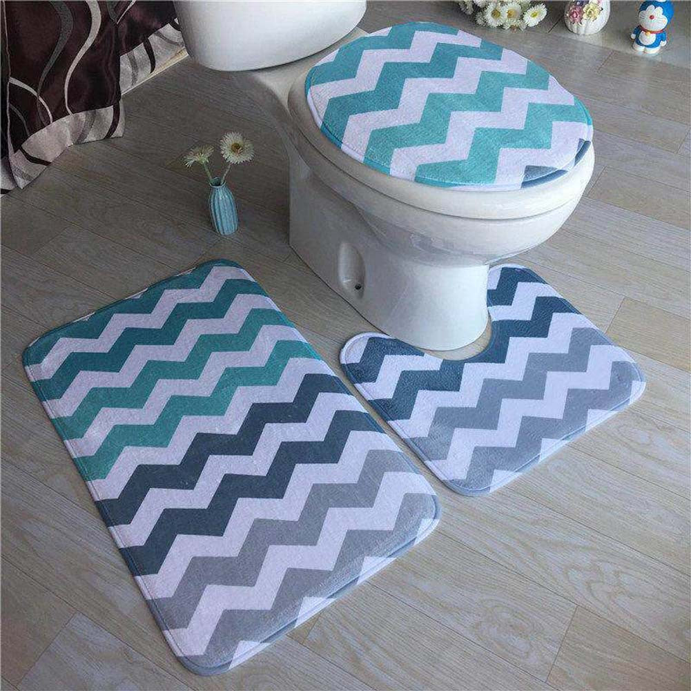 Stylish Geometric Pattern Bathroom Mat Set