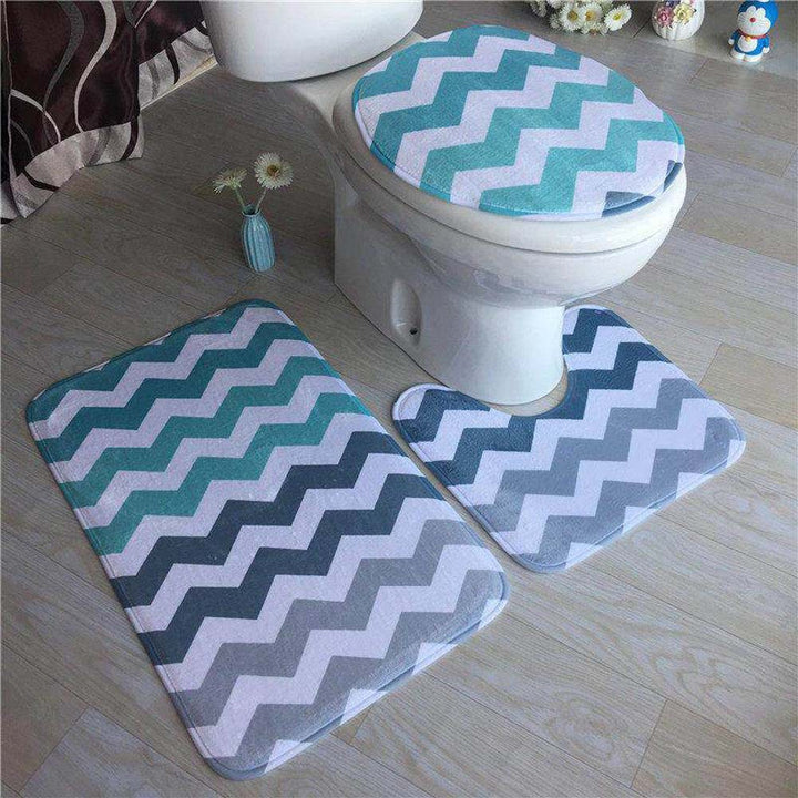 Stylish Geometric Pattern Bathroom Mat Set