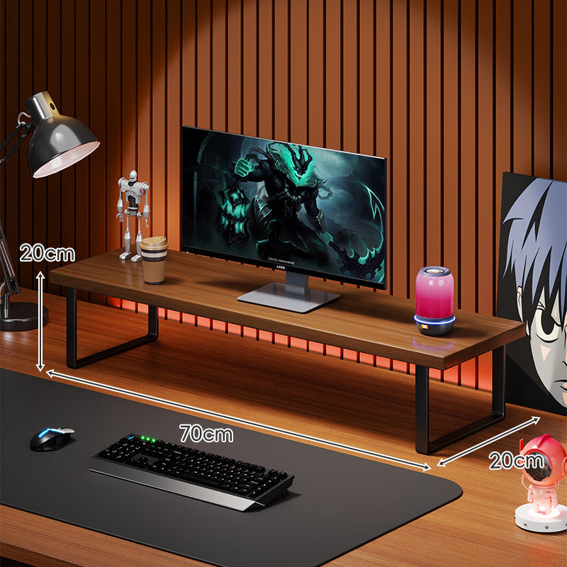 Solid Wood Monitor Riser with Minimal U-Frame Metal Legs