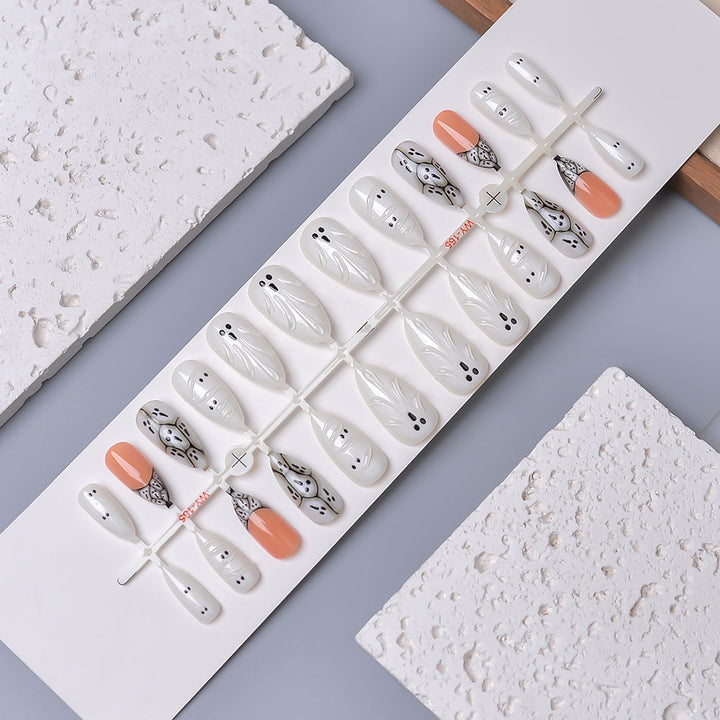 Artistic Ghost-Themed Press-On Nail Set Stornfield
