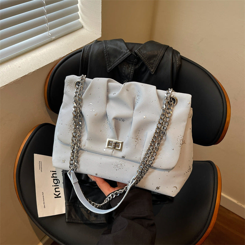 Stylish Chain-Accented Handheld Shoulder Bag