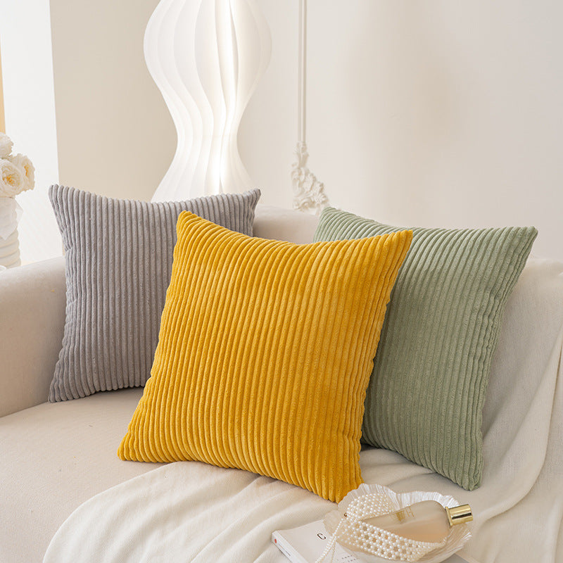 Ribbed Plush Corduroy Square Accent Cushion Cover with Hidden Zipper