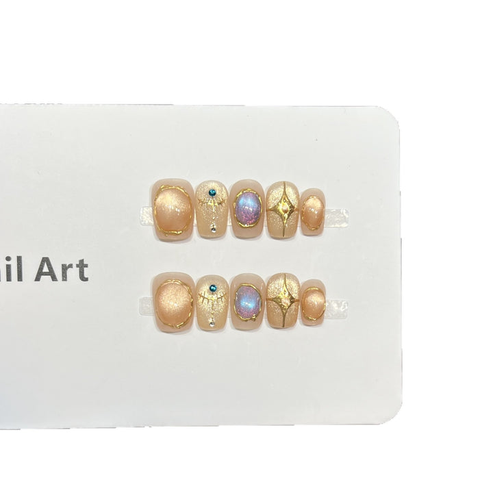 Decorative Press-On Nail Art Set with Shimmering Gemstone Accents Stornfield