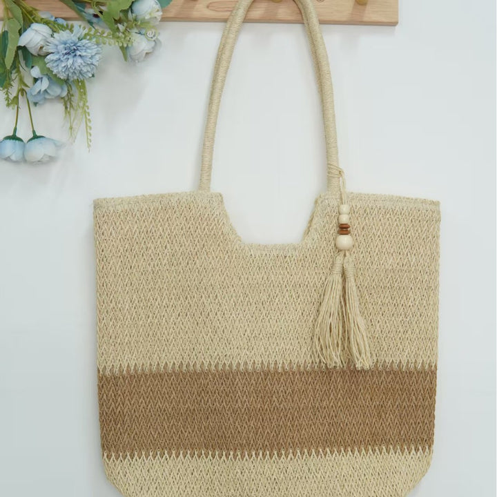 Macrame Tote Bag with Fashionable Tassel Accent Stornfield