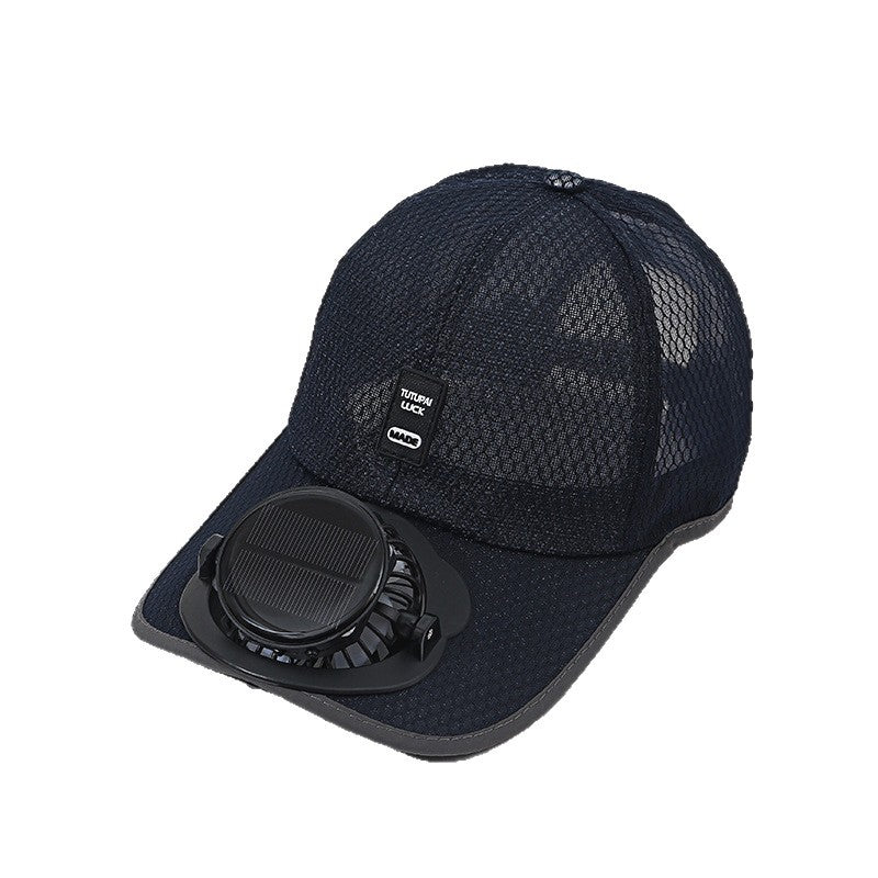 Sun protection cap with integrated solar fan Stornfield
