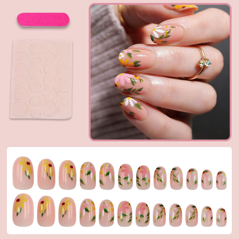 Artificial Nails Set with Floral Decorations Stornfield