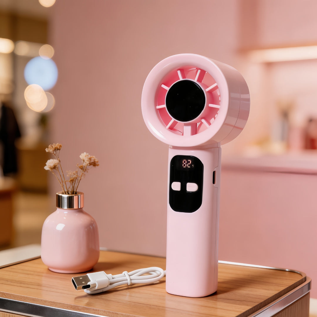 Ladies Portable Hand Fan with LCD Display and USB Connection Stornfield